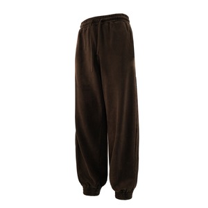 Women's <b>Black</b> Harem Pants Mid Waist Elastic Drawstring Loose Fit Ankle-Length Casual Knitted Solid Color Breathable Polyester - Product Image 3