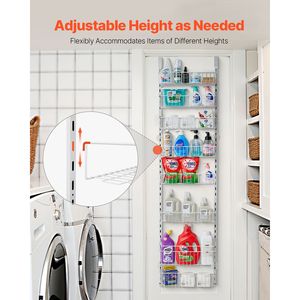 Organizzatore da Cucina a 8 Ripiani in Acciaio Resistente, Regolabile, da Appendere Sopra la Porta, Porta Spezie da Parete - Product Image 3