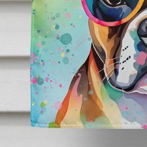 Bandera grande Hippie de Boston Terrier para porche, cartel decorativo para patio, colgante de pared, poste de Arte de tamaño de Casa de poliéster Multicolor - Product Image 4