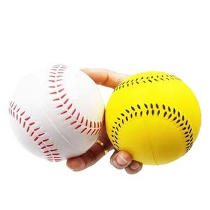 Pelota de Entrenamiento de Béisbol para Diestros de 9 Pulgadas, Marca KATBROS INDUSTRIES, Color Blanco/Amarillo Sólido, Diseño Cosido en Cuero Resistente - Product Image 1
