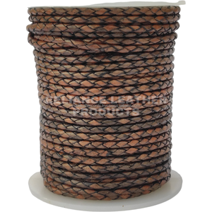 Cordón de Cuero Trenzado Negro Mate Antiguo de 5 mm, Correa de Cuero Redonda para Fabricación de Joyería, Fabricante de la India - Product Image 5