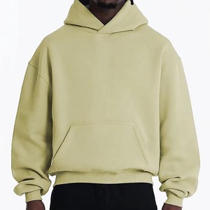 Sweat à capuche ample et épais pour homme, 100 % coton, sans cordon, en molleton, coupe courte, qualité supérieure 2026 - Product Image 1