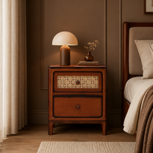 Mesa de Noche de Madera de Alta Calidad con Dos Cajones, Mesa Auxiliar de Madera Sólida para Dormitorio, Fabricación Personalizada OEM - Product Image 3