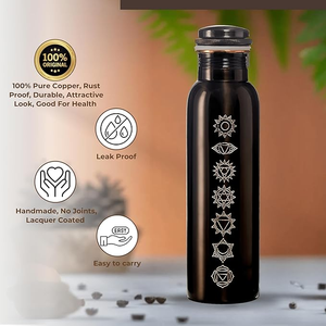 Pure Copper Water <b>Bottle</b> With Chakra Design Bohemian Style Portable Travel Drinkware - Product Image 5