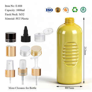 Bouteille pulvérisateur en plastique PET jaune personnalisée de 1 L (33 oz) pour gel douche, shampoing, après-shampoing, détergent, emballage pour soins personnels - Product Image 6