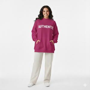 Sweat-shirt à col montant pour femme avec impression de logo personnalisé, impression par transfert thermique, mélange polyester/coton, manches longues, coupe classique - Product Image 1