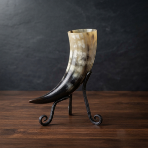 Corne à boire artisanale en corne de buffle avec support, forme naturelle, corne polie, corne à boire viking pour mariage, décoration de la maison, cadeau - Product Image 3