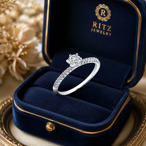 Anillo Solitario de Diamante Real de 0.80 TCW, Corte Redondo con Detalles |   Anillo de Compromiso Elegante, Joyería Fina, Regalo para Mujer - Product Image 4