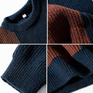 <b>Mens</b> Color Block <b>Sweater</b> Long Sleeve Crew <b>Neck</b> Knit Winter <b>Sweater</b> Warm Breathable Anti Pilling Casual <b>Sweater</b> Custom Logo - Product Image 5