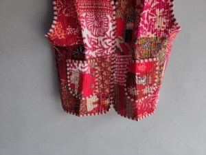 Chaleco bohemio de algodón con patchwork para mujer, cuello en V, sin mangas, acolchado, con bolsillos, ropa exterior ecológica, regalo para ella. - Product Image 5