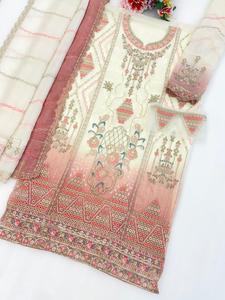 ชุดสาหรี่ผ้าจอร์เจตต์เนื้อหนาสำหรับผู้หญิง ชุดแต่งงานแบบดั้งเดิม ใส่ได้ทุกฤดู - Product Image 3