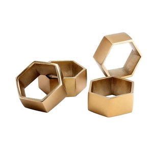 แหวนรองผ้าเช็ดปากโลหะทรงกลมแบบใหม่สำหรับงานแต่งงาน งานเลี้ยงอาหารค่ำ ตกแต่งโต๊ะอาหาร สีทองและสีเงิน - Product Image 2