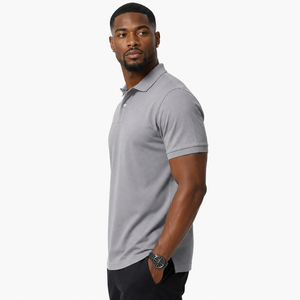 Camiseta Polo Gris Personalizada para Hombre, 100% Algodón Pique, Manga Corta, Camiseta Polo de Golf, OEM, ODM, Marca Privada - Product Image 5