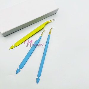 Pinzas de extensión de pestañas con recubrimiento en polvo, puntas chapadas en oro, herramientas y belleza de pestañas de alta demanda con nombre de marca personalizado - Product Image 5