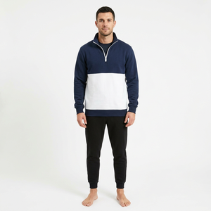 Sudadera con media cremallera al por mayor de fábrica, sudadera de forro polar de 350 g/m² con media cremallera, sudadera bordada estilo streetwear - Product Image 5