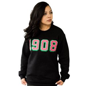 Sweat-shirt noir unisexe 1908 à col rond avec motif numérique en chenille, coton premium, élégant, confortable, vêtement décontracté - Product Image 1