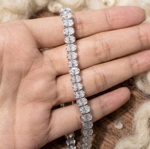Pulsera de tenis de moissanita con corte ovalado VVS, plata de ley 925, chapada en rodio, joyería nupcial para boda - Product Image 4