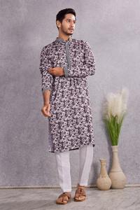 India Pakistan Style <b>Kurta</b> <b>Men's</b> Printed Cotton <b>Kurta</b> Casual Wear Cotton <b>Kurta</b> for <b>Mens</b> Wedding Party Wear - Product Image 5