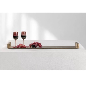 Luxury Design Round Gold Plated Decorative <b>Tray</b> With Geometric Pattern Bohemian Style <b>Mirror</b> Centerpiece - Product Image 6