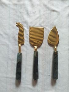 Stainless Steel Cheese Knife <b>Set</b> With Wood And Stone Handles Durable Design For Food Contact - Product Image 6