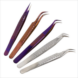 Pinzas Doradas para Extensión de Pestañas, Agarre Fuerte, Punta Redonda, Acero Inoxidable, Pinzas de Volumen de 90 Grados, Mejor Marca Privada - Product Image 5