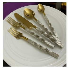 Ustensiles de cuisine, fournitures de restauration, ensemble de couverts en métal, utilisation multifonctionnelle, finition dorée, ensemble de cuillères de service alimentaire - Product Image 1