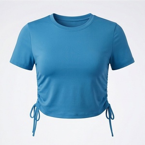 เสื้อครอปท็อปผ้าฝ้ายระบายอากาศสำหรับผู้หญิง เสื้อยืดออกกำลังกายถักแบบสั้น เสื้อผ้าลำลองสำหรับฤดูร้อน เสื้อผ้ากีฬาคุณภาพพรีเมียม - Product Image 1