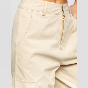 Pantalon cargo en coton pour femme OEM, respirant, séchage rapide, écologique, coupe droite, coupe-vent, taille mi-haute élastique - Product Image 3