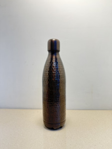 Premium Antique Copper Hammered Water Bottle 1100ml Curved Cola Shape Handcrafted Dimpled Ayurvedic Flask Sports Metal Drinkware - Product Image 6