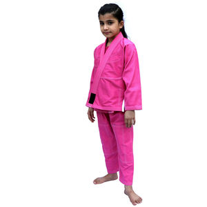 Uniforme de BJJ Rosa para Niñas, 100% Algodón, Ropa de Artes Marciales Resistente, Talla Infantil, Corte Regular, Estilo Liso Teñido - Product Image 3