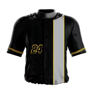 Uniforme de Béisbol para Hombre, Negro con Rayas Amarillas, Jersey con Bordado 24, Conjunto de Pantalones, Corte Regular, Ropa para Todas las Temporadas - Product Image 2