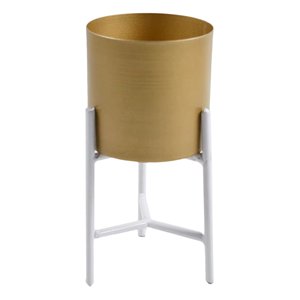 Attractive Iron Round Planter with Foldable <b>White</b> Stand & <b>White</b> Colour Standard Quality Metal Flower <b>Pots</b> Planters - Product Image 4