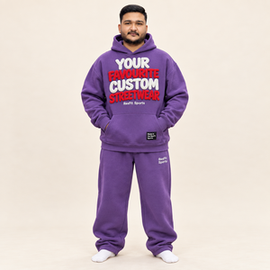 Ensemble de survêtement polaire pour homme avec sweat à capuche à lettres en relief et pantalon de survêtement large, étiquette personnalisée, collection hiver streetwear - Product Image 1
