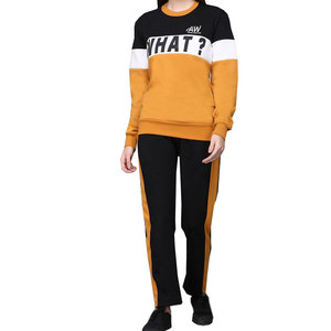 Ensemble de survêtement classique à col rond et manches longues pour femme, tons neutres polyvalents, sélection confortable pour tous les jours - Product Image 1