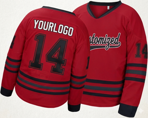 wholesale red Custom ICE HOCKEY Jersey quick dry sublimated print customized team name number Breathable sportswear mens jersey - Product Image 1