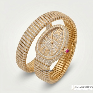 Reloj VALA'S BVLGARII de Oro Amarillo con Brazalete Ovalado de Diamantes para Mujer, Lujoso, Analógico, de Cuarzo, 30 mm, con Números Romanos y Cristal de Zafiro - Product Image 4