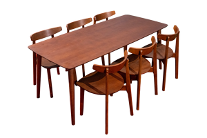 Juego de Comedor Moderno de Lujo Kanadel para 6 Personas, Madera de Fresno Marrón, Bambú, para Casa, Apartamento, Hotel, Restaurante, Sala de Estar, Muebles TACASA - Product Image 3