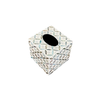 Boîte à mouchoirs en bois avec incrustation de nacre, moderne, luxueuse, faite à la main, durable, décorative |   Logo personnalisé, design personnalisable