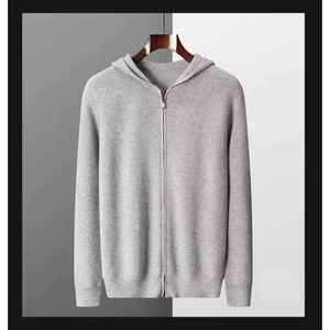 Cardigan en cachemire de haute qualité pour homme, tricoté, avec capuche, pour l'automne, OEM - Product Image 5