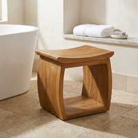 Tabouret en teck massif fait main de style scandinave moderne Dewa, finition naturelle, banc stable, mobilier de maison, salon, vente en gros