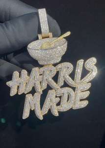 Colgante de Lujo Personalizado de Plata de Ley 925 con Letra, Nombre, Logotipo o Inicial, con Moissanita Engastada, Estilo Hip Hop Rapper, con Engaste Personalizado - Product Image 6