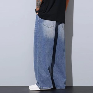 Jean en denim coupe droite confortable de haute qualité avec ceinture, couture personnalisée, décontracté pour homme - Product Image 6