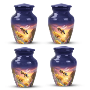 Purple Aluminium Cremation Urn for Human Ashes Round Memorial Burial <b>Vase</b> up to 200lbs for Funeral Display - Product Image 3