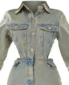 Ladies Long Sleeve Denim Jumpsuit Classic Jean One Piece Fashion Outfit Wholesale Supplier Factory <b>Playsuit</b> Overalls Trousers - Product Image 5