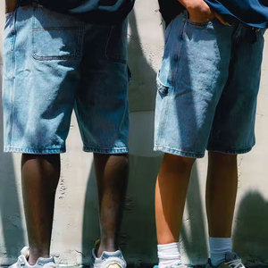 Shorts en jean délavé coupe ample pour homme, style streetwear vintage, unisexe, été, vente en gros, nouvelle collection - Product Image 5