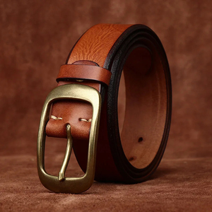 Ceinture pour homme en cuir véritable de haute qualité, boucle carrée en alliage, écologique, longueur réglable 3,0 cm, couleur personnalisée imprimée - Product Image 4