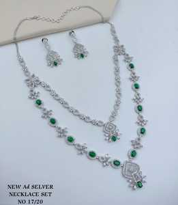 Conjunto de Collar de Lujo al por Mayor con Circonita Cúbica, Joyería de Fantasía Premium, Bañado en Rodio, Corte Marquesa, Forma de Estrella, Gargantilla de Doble Capa - Product Image 3
