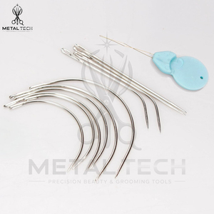 10 Piece Professional Stainless Steel Hair Extension Weaving Needles Set Curved Straight Bent Weft <b>Sewing</b> Needles Tool <b>Kit</b> - Product Image 5