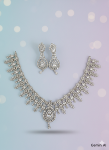 Juego de joyería de lujo AD, circonita cúbica de alta calidad, collar y aretes de diamantes americanos para novia, para boda india, para mujer - Product Image 5
