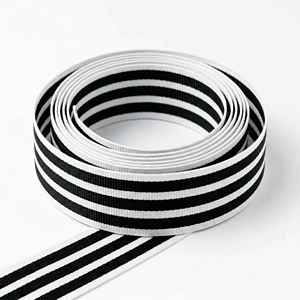 25mm Black White Stripe Grosgrain <b>Ribbon</b> Bulk Supply for Hair Accessories Sewing Projects Retail Packaging and DIY Craft Use - Product Image 3